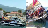 Muğla'da tur teknesi su alıp yan yattı
