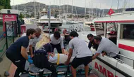 Bodrum açıklarında tekneden düşen ABD'li turist için deniz ambulansı seferber oldu