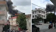 Arnavutköy’de korkutan yangın : Tüp parladı, çatı alev alev yandı