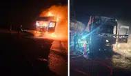 Hatay’da seyir halindeki tır alevlere teslim oldu