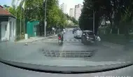 Başakşehir'de park halindeyken kayan otomobilin durdurulma anı kamerada