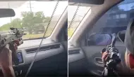 Meksika'da akılalmaz görüntüler ! Silahlı şüpheliler güvenlik güçlerinin önünden böyle geçti
