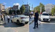Tekirdağ'da ilginç kaza : Otomobil merdivenlerde asılı kaldı