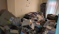 Amasya’da çöp ev skandalı : 3 katlı evden 1 ton çöp çıktı