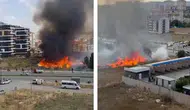 Sivas'ta korkutan anlar : Akaryakıt istasyonu yanındaki otluk alanda yangın çıktı