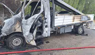 Afyonkarahisar’da seyir halindeki kamyonet alevlere teslim oldu
