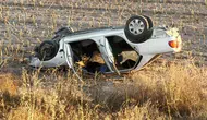 Aksaray’da tarlaya uçan otomobil ters döndü : 1 ağır yaralı