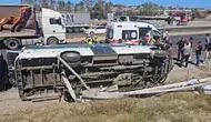 Çerkezköy'de korkunç kaza : Minibüs yan yattı, ortalık savaş alanına döndü