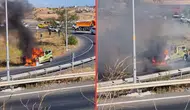 Tekirdağ'da seyir halindeki araç alev topuna döndü