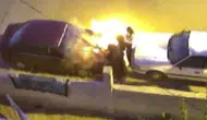 Konya'da doğum günü kutlamasında ters yakılan meşale otomobile zarar verdi