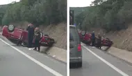 Körfez Hereke'de kontrolden çıkan otomobil takla attı