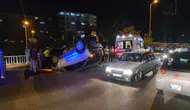 Zonguldak'ta iki araca çarpan otomobil takla attı : 1 yaralı