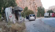 Malatya Darende'de iş makinesi yan yattı
