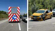 Burdur'da ticari taksi trafik römorkuna çarptı : Sürücü yaralandı