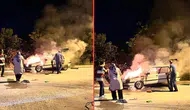 Ankara'da seyir halindeki otomobil alevlere teslim oldu