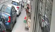 Samsun'da kapıya asılan pastırmanın çalınma anı kamerada