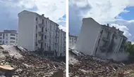 Elazığ'da kentsel dönüşüm kapsamında yıkım : Depremde hasar alan 5 katlı bina saniyeler içinde yıkıldı