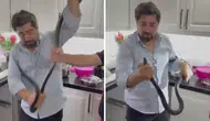 Hatay'da evin mutfağına 2 metrelik karayılan girdi ! 4 saatlik mücadeleyle yakalandı