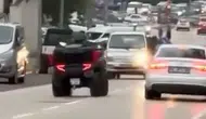 Bursa'da trafikte can pazarı : ATV'li sürücünün tehlikeli gösterisi kamerada