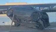 Eskişehir çevreyolunda takla atan otomobil ters döndü