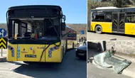 Selçuklu Bulvarı'nda İETT Otobüsü İstinat Duvarına Çarptı