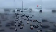 Bursa Mudanya'da Şiddetli Fırtına Denizle Karayı Birleştirdi