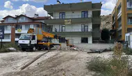 Konya Meram'da bina çalışması sırasında talihsiz kaza : Operatör 2 metreden yere çakıldı