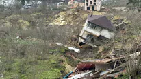 Ordu'da heyelan: Evler yıkıldı, yol çöktü