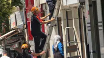 Siirt’te reklam panosuna sıkışan yavru kediyi AFAD ekipleri kurtardı