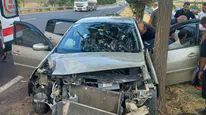Elazığ'da kontrolden çıkan otomobil ağaca çarptı : 4 kişi yaralandı