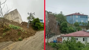 Samsun'da toprak kaydı! İstinat duvarı çöktü, ev tahliye edildi