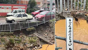 İstanbul Beykoz'da Sağanak Yağış Köprü Duvarını Çökertti