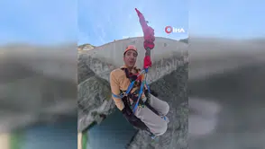 Artvin'de tekerlekli sandalye ile 250 metreden nefes kesen atlayış