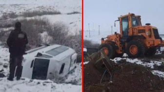 İşçileri taşıyan transit şarampole yuvarlandı, 9 yaralı