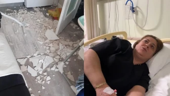 Ütü yapan kadın, çöken tavanın altında kaldı
