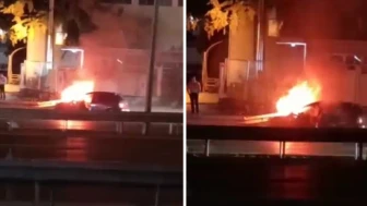 Gebze'de bariyerlere giren otomobil yandı: 1 yaralı!
