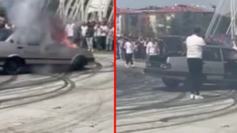 Modifiye Festivalinde panik dolu anlar: Drift atan Tofaş yandı!