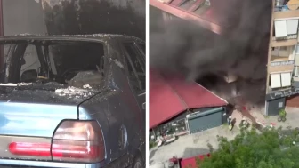 Ataşehir'de tamirhanede otomobil yangını!