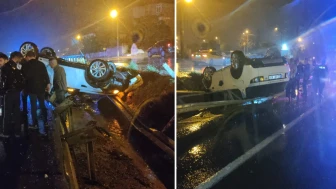 Edirne'de virajı alamayan otomobil takla attı: 2'si ağır 3 yaralı