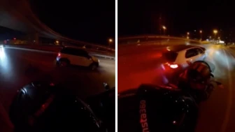 Kadıköy'deki trafik kazası kask kamerasına yansıdı!