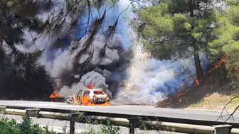 Araç alev aldı, yangın ormana sıçradı!