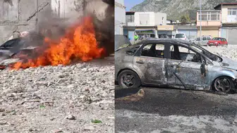 Hatay'da otomobil cayır cayır yandı!