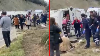 Isparta'da yolcu midibüsü devrildi