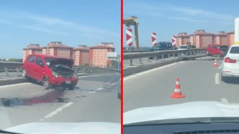Pendik Havalimanı yolunda kaza: Otomobil bariyerlere saplandı
