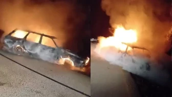 Karabük'te korku dolu anlar: Seyir halindeki otomobil yandı!