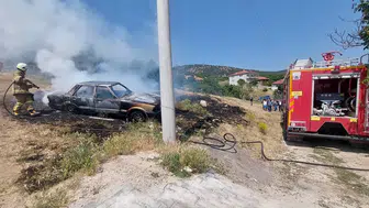 Burdur'da otomobil alev alev yandı!
