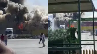 Arnavutköy'de lojistik deposunda korkutan yangın!