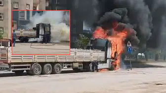 Hakkari'de seyir halindeki tır alev aldı!