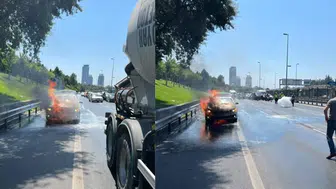 Üsküdar'da feci yangın: Otomobil alev topuna döndü
