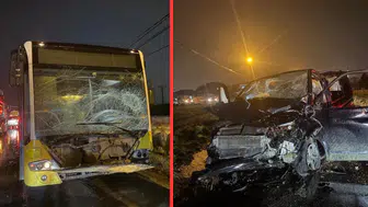 Arnavutköy'de İETT otobüsü ile ticari araç çarpıştı: Yaralılar var